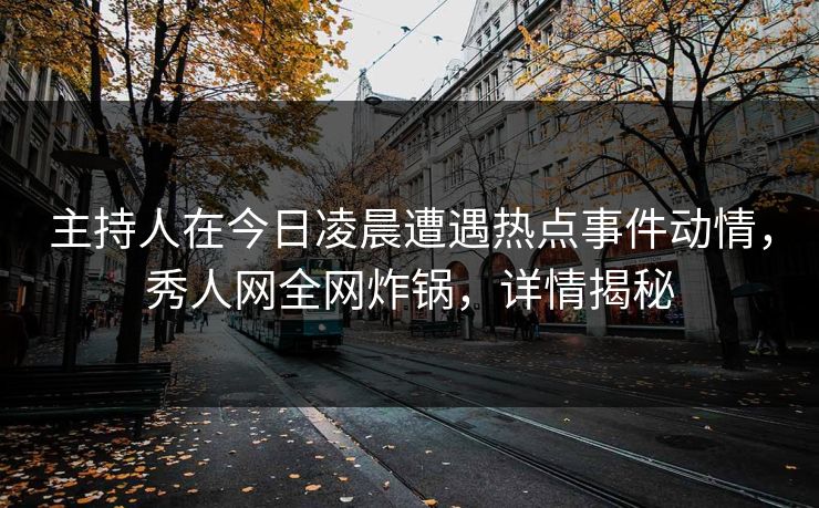 主持人在今日凌晨遭遇热点事件动情，秀人网全网炸锅，详情揭秘