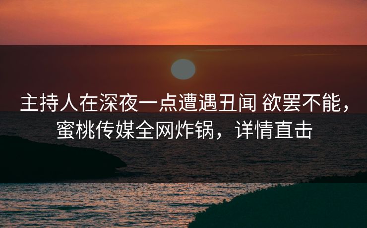主持人在深夜一点遭遇丑闻 欲罢不能，蜜桃传媒全网炸锅，详情直击