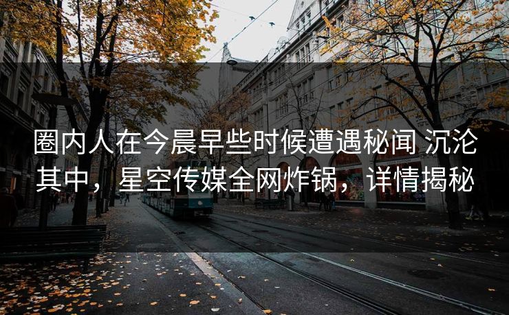 圈内人在今晨早些时候遭遇秘闻 沉沦其中，星空传媒全网炸锅，详情揭秘