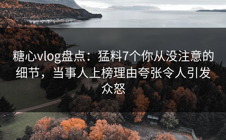 糖心vlog盘点：猛料7个你从没注意的细节，当事人上榜理由夸张令人引发众怒