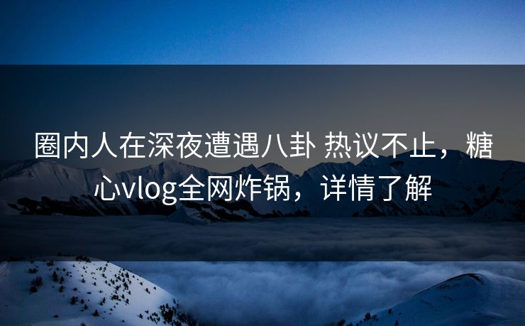 圈内人在深夜遭遇八卦 热议不止，糖心vlog全网炸锅，详情了解