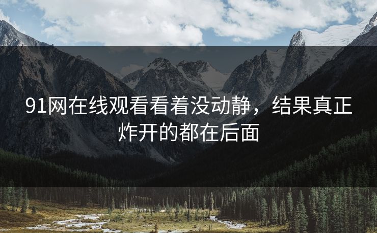 91网在线观看看着没动静，结果真正炸开的都在后面